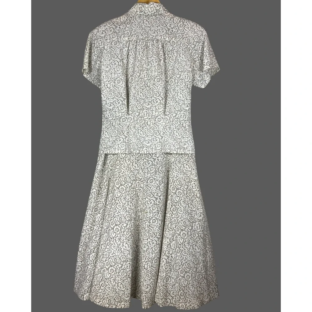 Liz Claiborne Collection Vintage Floral Skirt Set Cream Black 2 Piece Size 6 - Picture 2 of 13